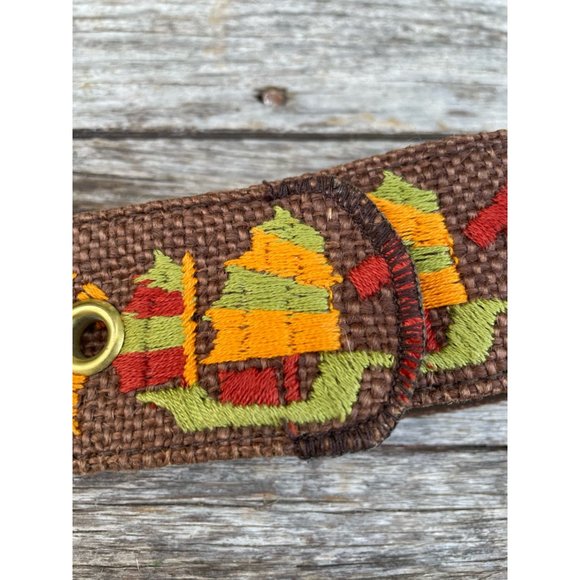 Vintage Burlap Wide Belt Chinese Embroidered Letters Ships Sz 36"-41" - Picture 13 of 14